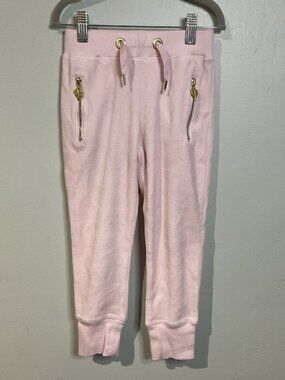 Angel’s Face Girl’s Pink Sweatpants Joggers Velvet Golden Zipper Pockets Sz 4/5